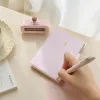 Pink notebook with pen, pink seal, white lace fabric, wooden desktop, silver butterfly, white star pendant details Picture